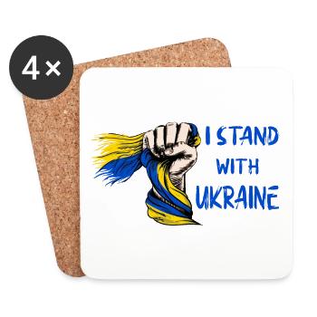 Je me tiens aux côtés de l’Ukraine Poing ukrainien Ukraine Fort - Dessous de verre (lot de 4) - blanc - Devant