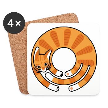 Orange cat - Coasters (set of 4) - white - Front