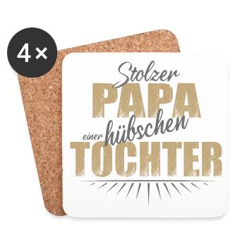 stolzer Papa einer hübschen Tochter Mädchen - Untersetzer (4er-Set) - Weiß - Vorne