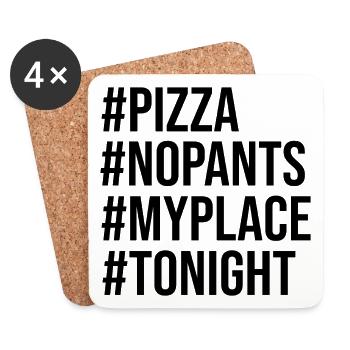 Hashtag Pizzanacht (schwarz) - Untersetzer (4er-Set) - Weiß - Vorne