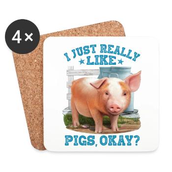 Pigs Drawing Piglet Farm - Coasters (set of 4) - white - Front