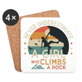 a girl who climbs a rock climb climbing - Coasters (set of 4) - white - Front