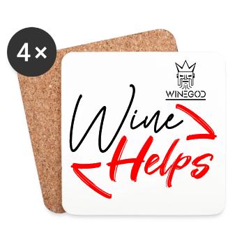 Winegod funny saying Wine Helps - Coasters (set of 4) - white - Front