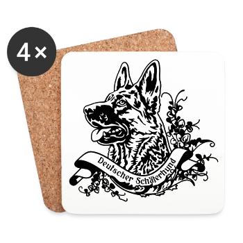 Berger allemand sur la bannière rétro n ° 2 - Dessous de verre (lot de 4) - blanc - Devant