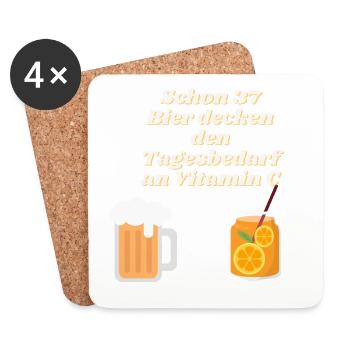 Schon 37 Bier decken den Tagesbedarf an Vitamin C - Untersetzer (4er-Set) - Weiß - Vorne