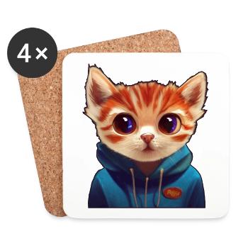 Chat avec pull - Dessous de verre (lot de 4) - blanc - Devant