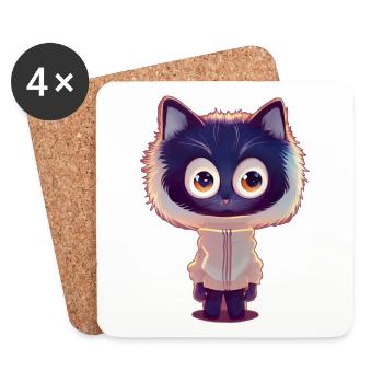 Chat renard avec pull - Dessous de verre (lot de 4) - blanc - Devant
