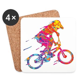 BMX Bunte Farbe Grafik Biker Freestyle Racing - Untersetzer (4er-Set) - Weiß - Vorne