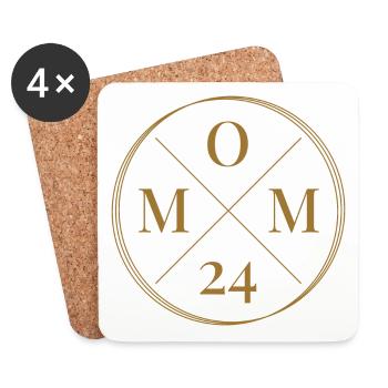 Mom 24 Mutter Schwangerschaft werdende Mama 2024 - Untersetzer (4er-Set) - Weiß - Vorne