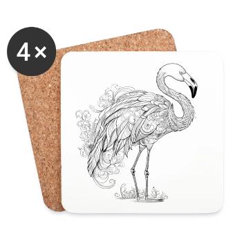 Flamingo - Untersetzer (4er-Set) - Weiß - Vorne