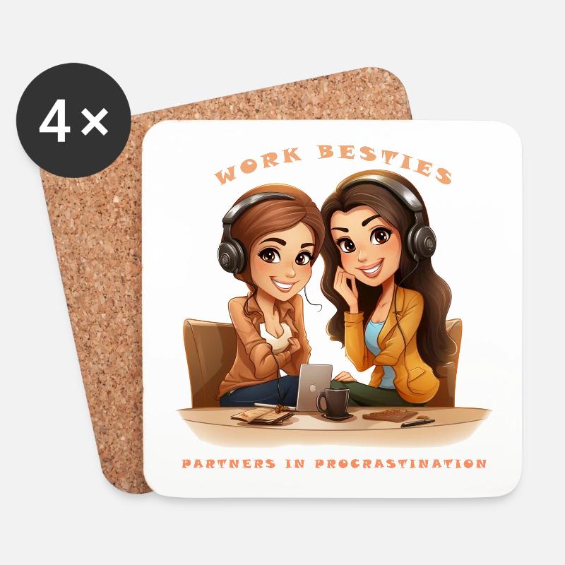 Arbeitsbesties, Bestien, Partner in der Prokrastination - Untersetzer (4er-Set) - Weiß