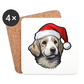 Dog Christmas Dogs Winter Pets Animal - Coasters (set of 4) - white - Front