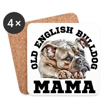 OLD ENGLISH BULLDOG MAMA Hund Hunde Bulldogge - Untersetzer (4er-Set) - Weiß - Vorne