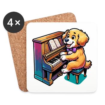 Golden Retriever playing Piano - Coasters (set of 4) - white - Front