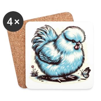 Silkie Chicken Fluffy Poulet Soyeux - Dessous de verre (lot de 4) - blanc - Devant