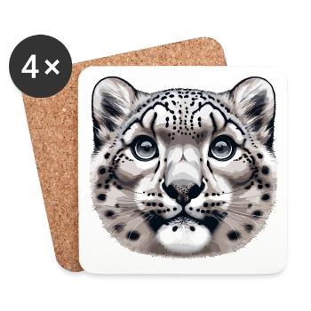 Snow Leopard Leopard White Leopard - Coasters (set of 4) - white - Front
