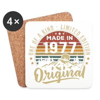 Né 1977 Original Retro Vintage Anniversaire 1977 - Dessous de verre (lot de 4) - blanc - Devant