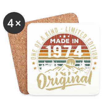 Né 1974 Original Retro Vintage Anniversaire 1974 - Dessous de verre (lot de 4) - blanc - Devant