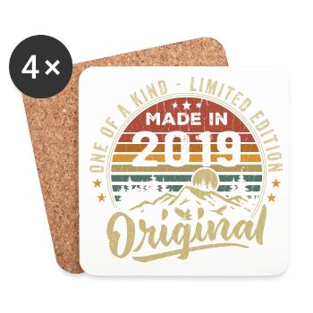 Geboren 2019 Original Retro Vintage Jubiläum 2019 - Untersetzer (4er-Set) - Weiß - Vorne