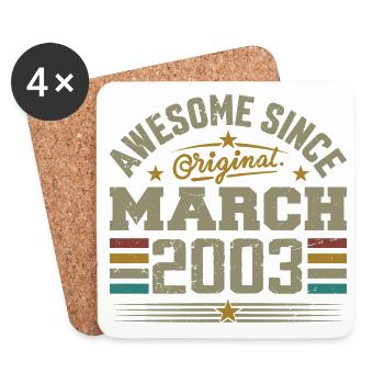 Mars 2003 Anniversaire Idée Cadeau Vintage 2003 - Dessous de verre (lot de 4) - blanc - Devant
