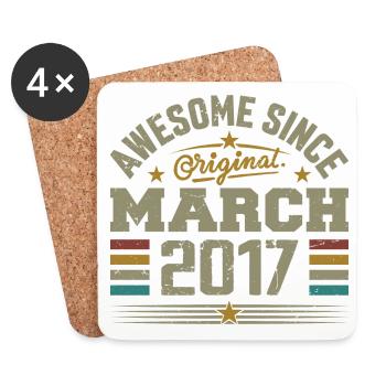 Mars 2017 Anniversaire Idée Cadeau Vintage 2017 - Dessous de verre (lot de 4) - blanc - Devant