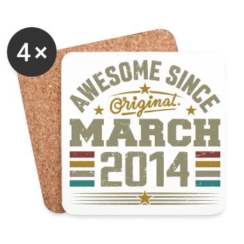 Mars 2014 Anniversaire Idée Cadeau Vintage 2014 - Dessous de verre (lot de 4) - blanc - Devant