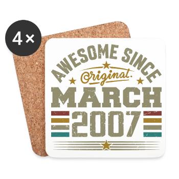 Mars 2007 Anniversaire Idée Cadeau Vintage 2007 - Dessous de verre (lot de 4) - blanc - Devant