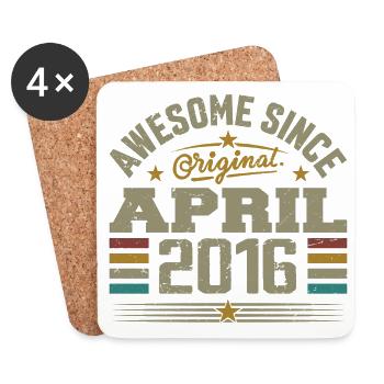 Avril 2016 Anniversaire Idée Cadeau Vintage 2016 - Dessous de verre (lot de 4) - blanc - Devant