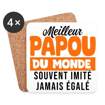 Meilleur papou du monde cadeau Papy grand père - Dessous de verre (lot de 4) - blanc - Devant