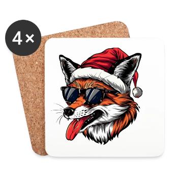 Renard Noël Drôle - Dessous de verre (lot de 4) - blanc - Devant