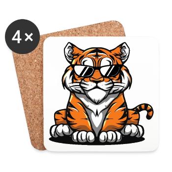 Tiger Cool Comic - Untersetzer (4er-Set) - Weiß - Vorne