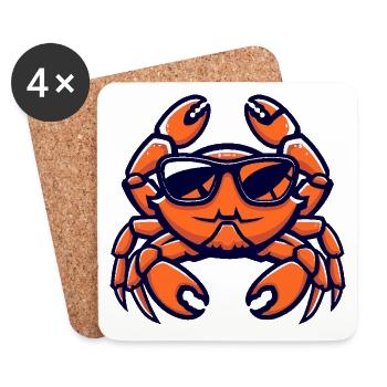 crabe crabe bande dessinée cool - Dessous de verre (lot de 4) - blanc - Devant