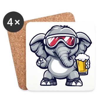 Elephant après-ski beer - Coasters (set of 4) - white - Front