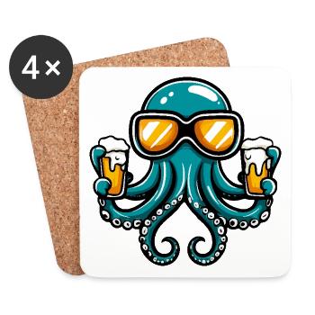Octopus après-ski beer - Coasters (set of 4) - white - Front