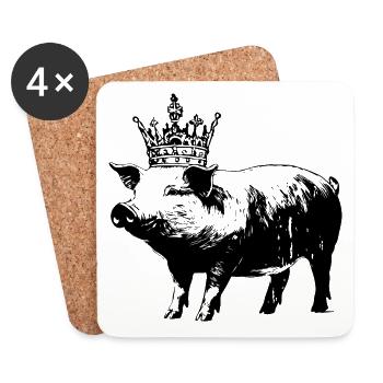 Truie Porcelet Couronne Drôle Cochon - Dessous de verre (lot de 4) - blanc - Devant