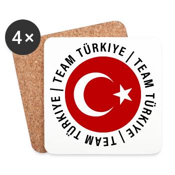 Équipe Turquie Drapeau Türkiye - Dessous de verre (lot de 4) - blanc - Devant