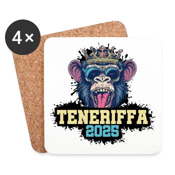 Teneriffa 2025 Affe - Untersetzer (4er-Set) - Weiß - Vorne