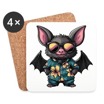 Fledermaus Cool Sommer - Untersetzer (4er-Set) - Weiß - Vorne