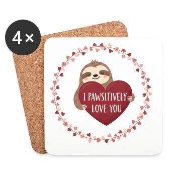 I Pawsitively Love You - Coasters (set of 4) - white - Front