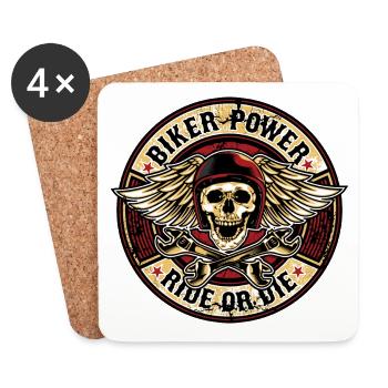 BIKER POWER - Coasters (set of 4) - white - Front