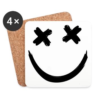 Dead Face Minimal Smile - Coasters (set of 4) - white - Front