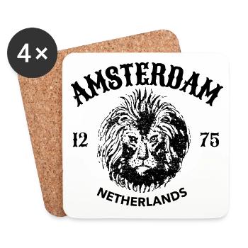 Amsterdam Nederland Pays-Bas Néerlandais Souvenir - Dessous de verre (lot de 4) - blanc - Devant