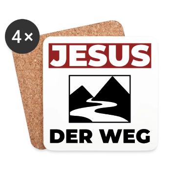 Jesus Christus ist der Weg - Christliches Shirt - Untersetzer (4er-Set) - Weiß - Vorne