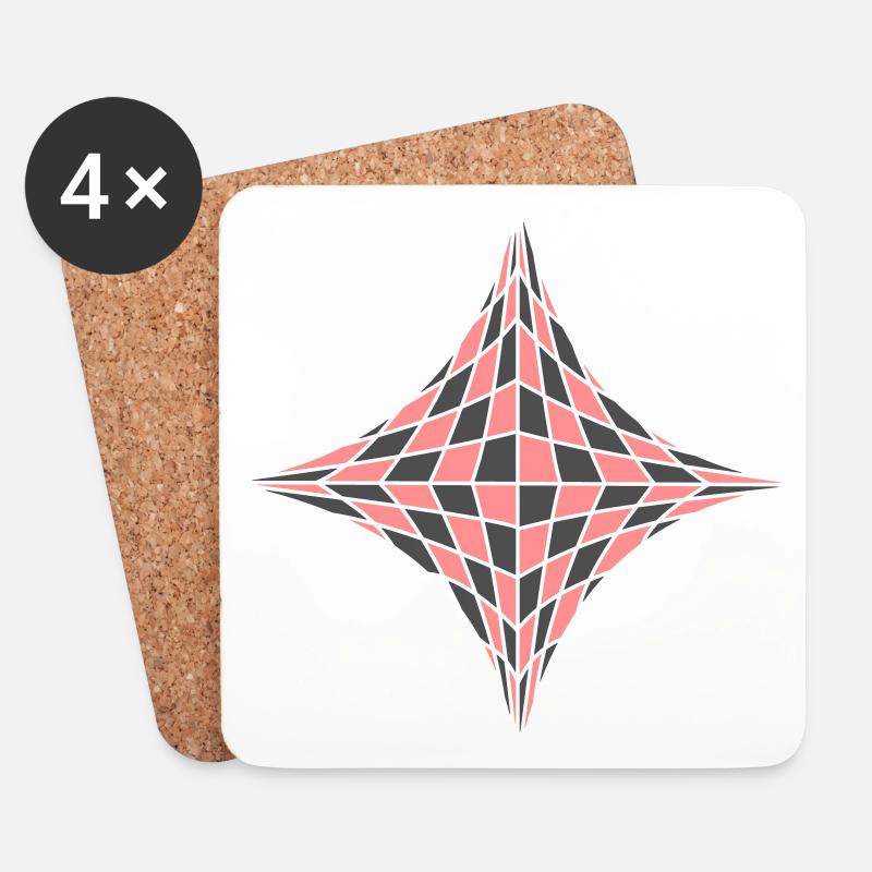 Viereck in optischer Illusion - Untersetzer (4er-Set) - Weiß