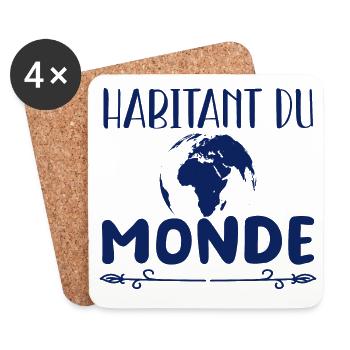 Habitant du monde - voyage - roadtrip - Dessous de verre (lot de 4) - blanc - Devant