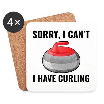 Curling Sweeping Fan Winter Ice Sport Curler Drôle - Dessous de verre (lot de 4) - blanc - Devant