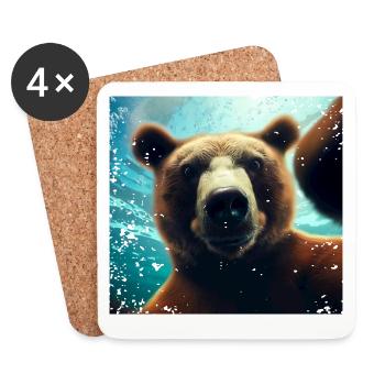 Bär Selfie im Unterwasserreich - Untersetzer (4er-Set) - Weiß - Vorne