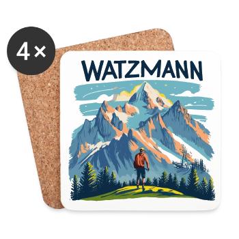 Berg Watzmann Faszination - Bayerischen Alpen - Untersetzer (4er-Set) - Weiß - Vorne
