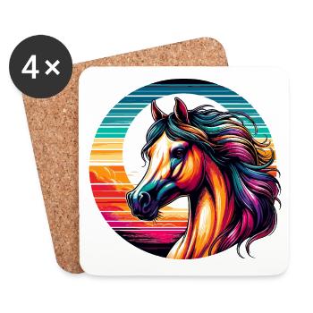 Art du cheval arabe - Dessous de verre (lot de 4) - blanc - Devant