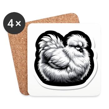 Silkie Chicken Fluffy Poulet Soyeux - Dessous de verre (lot de 4) - blanc - Devant